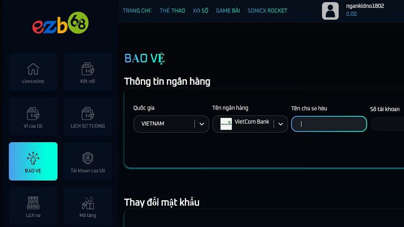 Xác minh thông tin chính chủ trước khi nạp tiền EZB68